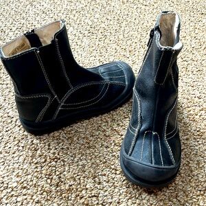 Little Girls Black Leather Ankle Boots